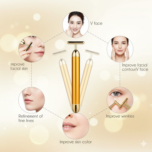 24K Gold Energy Beauty Bar Electric Facial Massage Roller